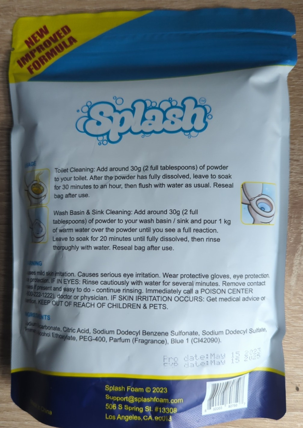 Splash Foam Self-Activating Toilet Cleaner Powder 12.35oz NEW FORMULA Exp 5/25