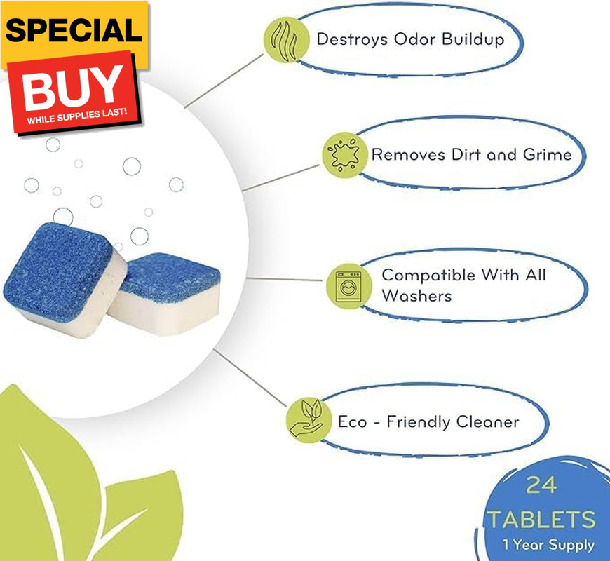 Washing Machine Cleaner and Deodorizing Tablets For Front & Top Load Washers Inc