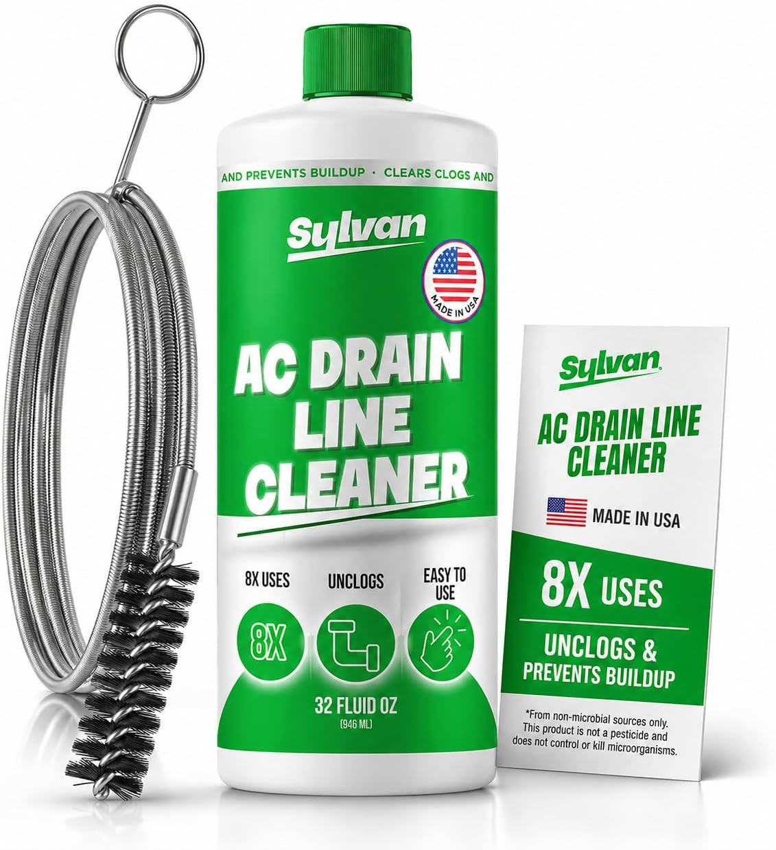 AC Drain Line Cleaner | Free Drain Brush | 32 Oz | 12 Month Supply | US Made | U