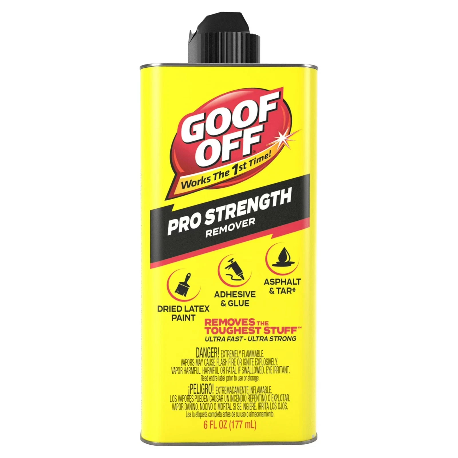 Goof Off Pro Strength Remover 6 fl oz Latex Paint Adhesive Tar Glue Can