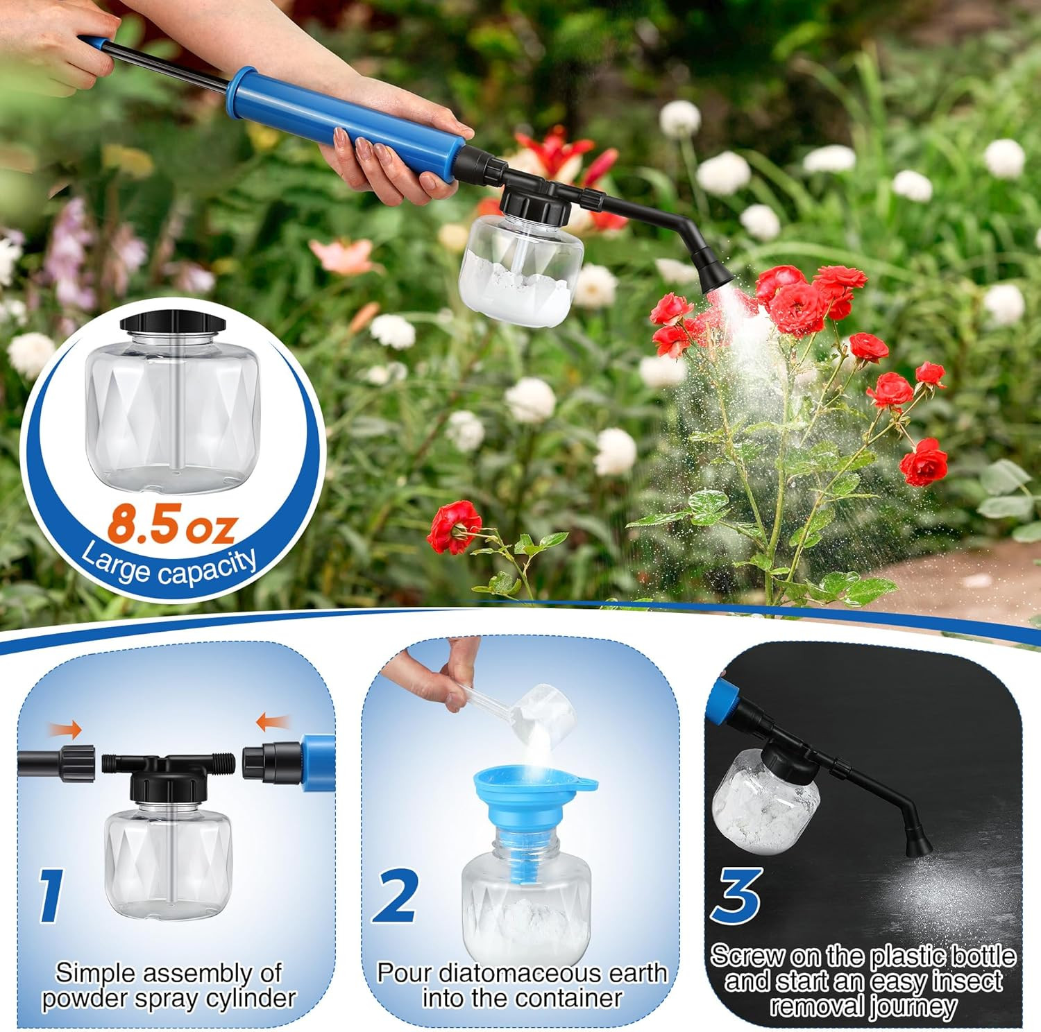 Diatomaceous Earth Duster, 250Ml Garden Powder Applicator Dispenser