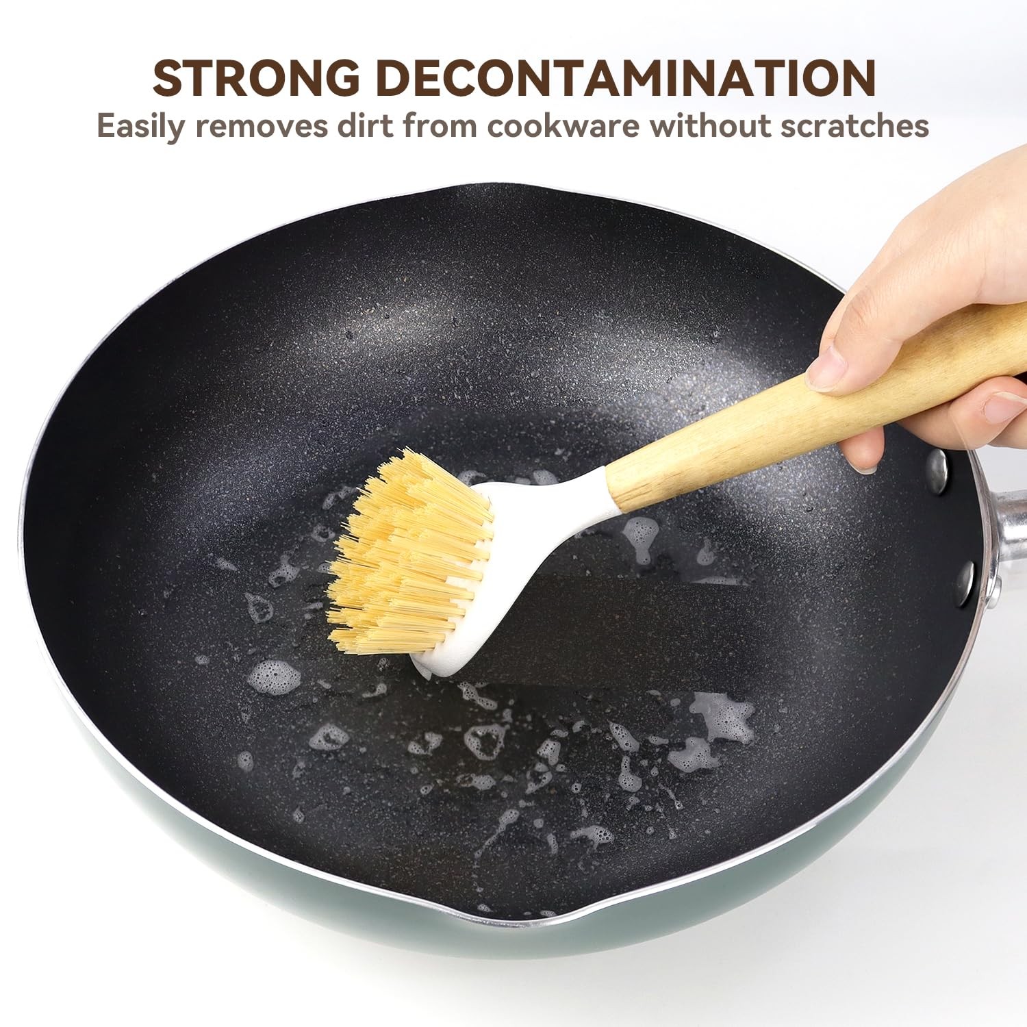 Kitchen Scrub Brushes for Cleaning Dish Brush with Handle for Pans, Pots,Kitchen