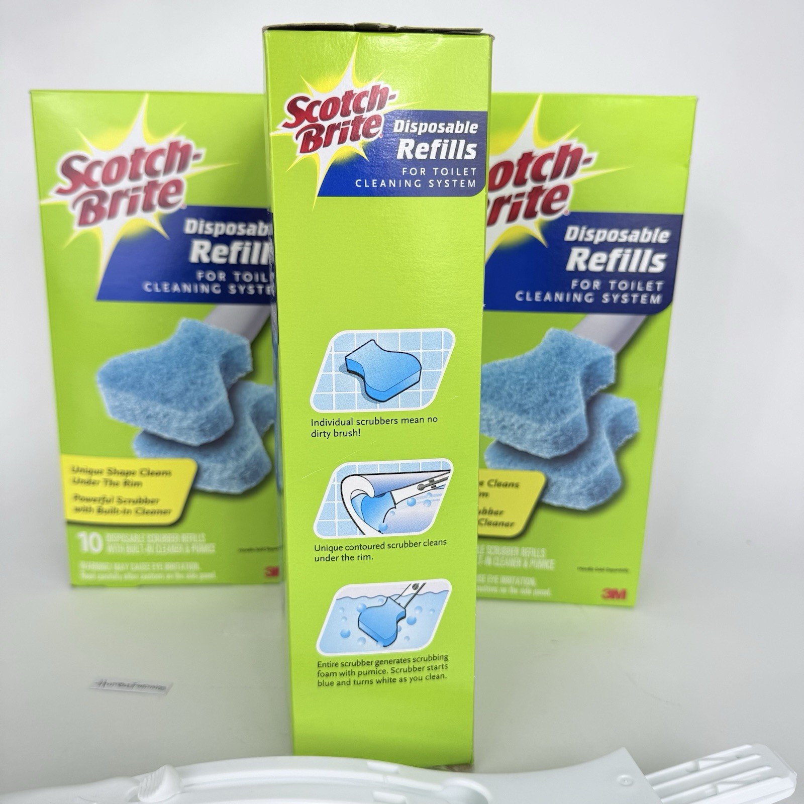 Scotch Brite Scrubber Handle & 30 Disposable Refill Pads Toilet Cleaning Refills