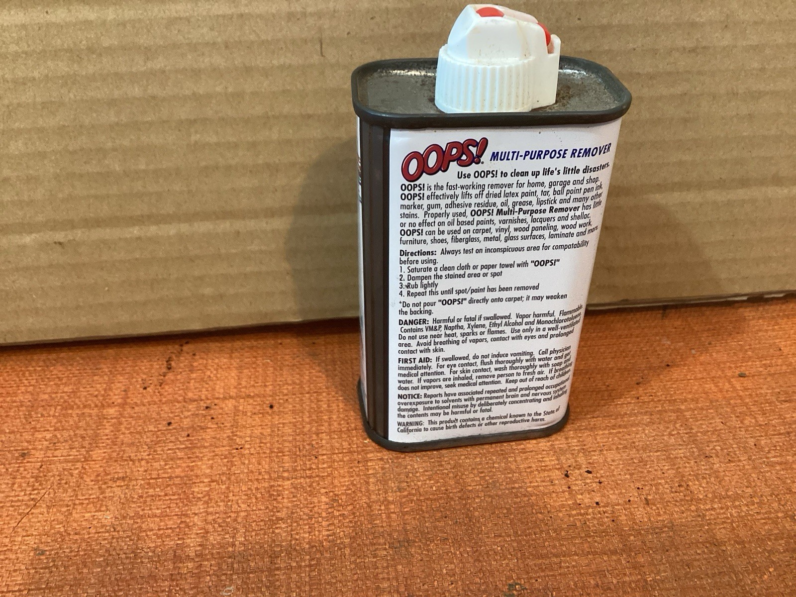 Vintage OOPS! Multi-Purpose Remover Tin Can 4.5oz Can About 30% Full Used