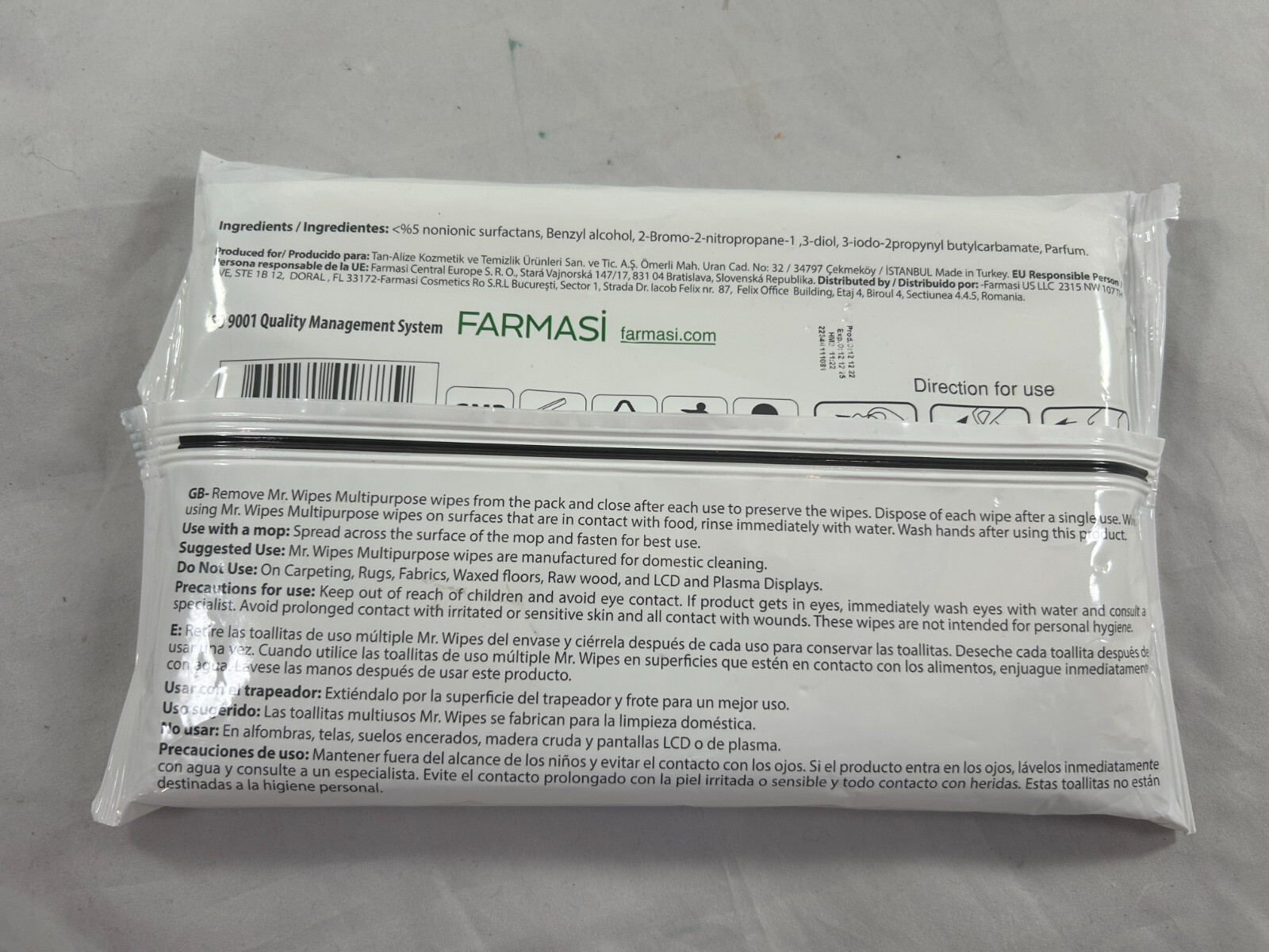Farmasi Mr Wipes Home Multi Purpose Surface Cleaning Wet Wipes 3 Packs of 16