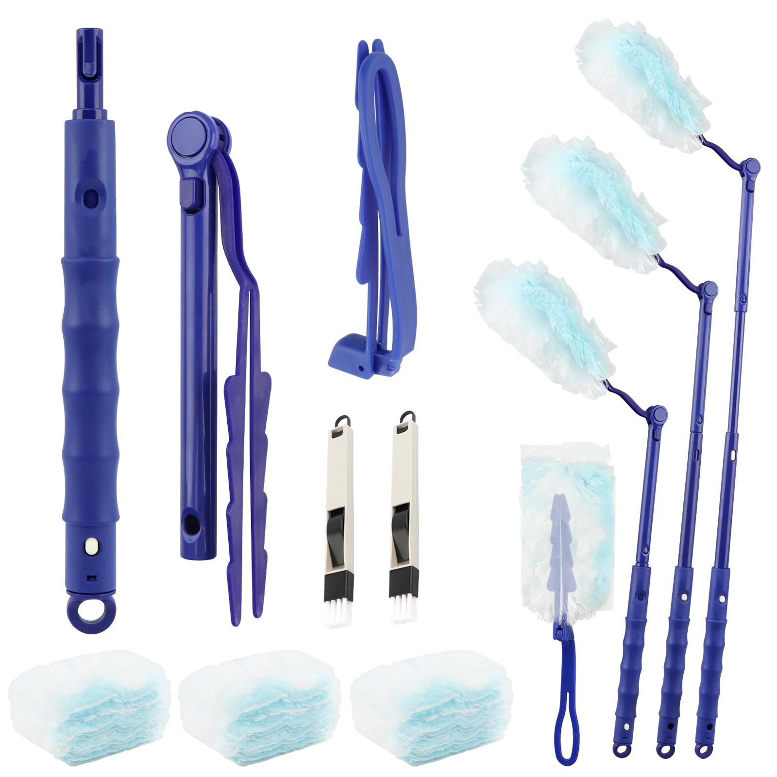 30 Count Heavy Duty Duster Refills with 2 Pcs Handles and Crevice Brushes Sta…