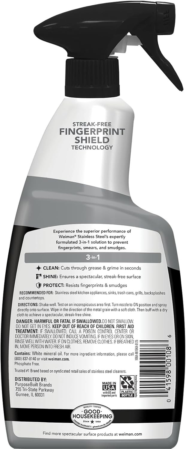 Citrus Scent Stainless Steel Cleaner – 22 Fl Oz Bundle for Appliances with Cloth