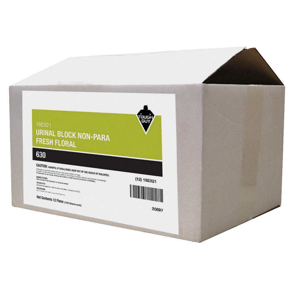 TOUGH GUY 18E921 Urinal Cake,White,3 oz,Fresh Floral,PK12 18E921