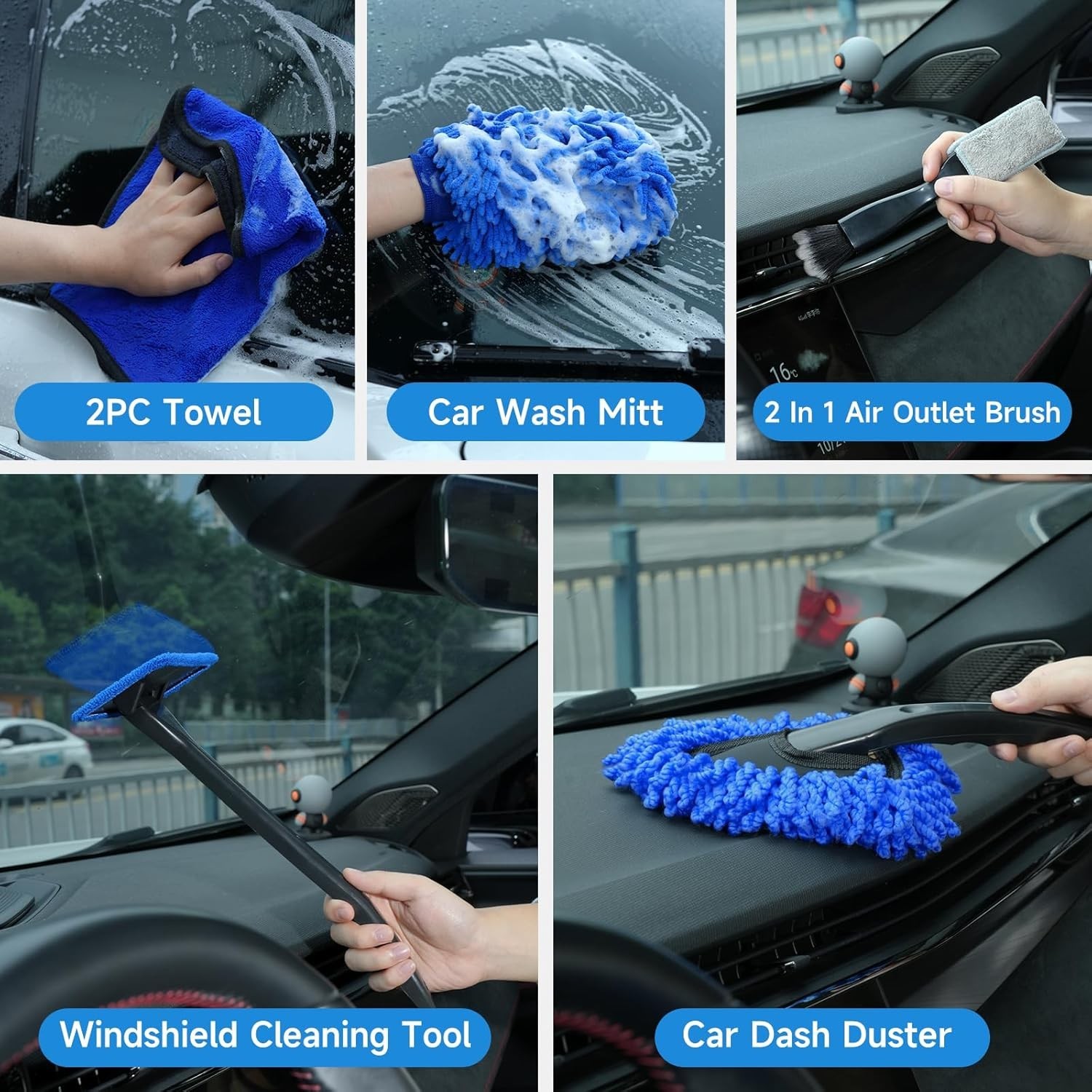 Car Detailing Brush Set 36 Pieces Auto Interior Exterior Wheel Cleaning Kit