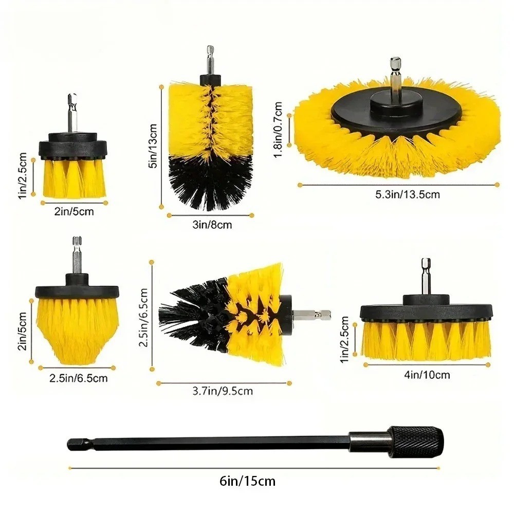 Nylon Drill Brush Set High Density Bristle Carpet Glass Cleaning Kit