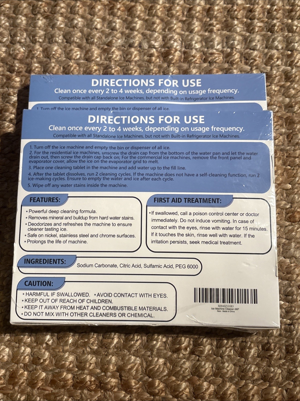 Uskich Ice Machine Cleaner 72 Tablets Descales & Deodorizes 36 Months Supply.