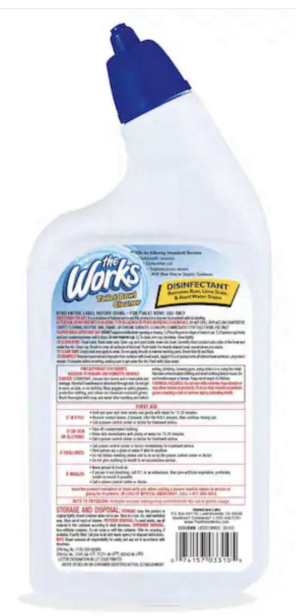 Lot of 2 The Works Toilet Bowl Cleaner 32 fl oz Each Powerful Stain Remover
