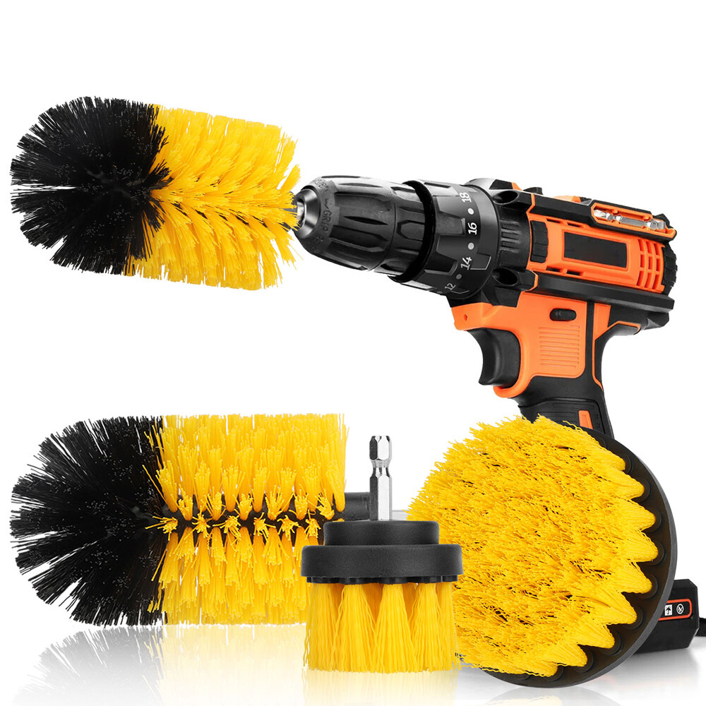 Drill Brush Attachment Set Power Scrubber Cleaning Kit Combo Scrub Tub Clean