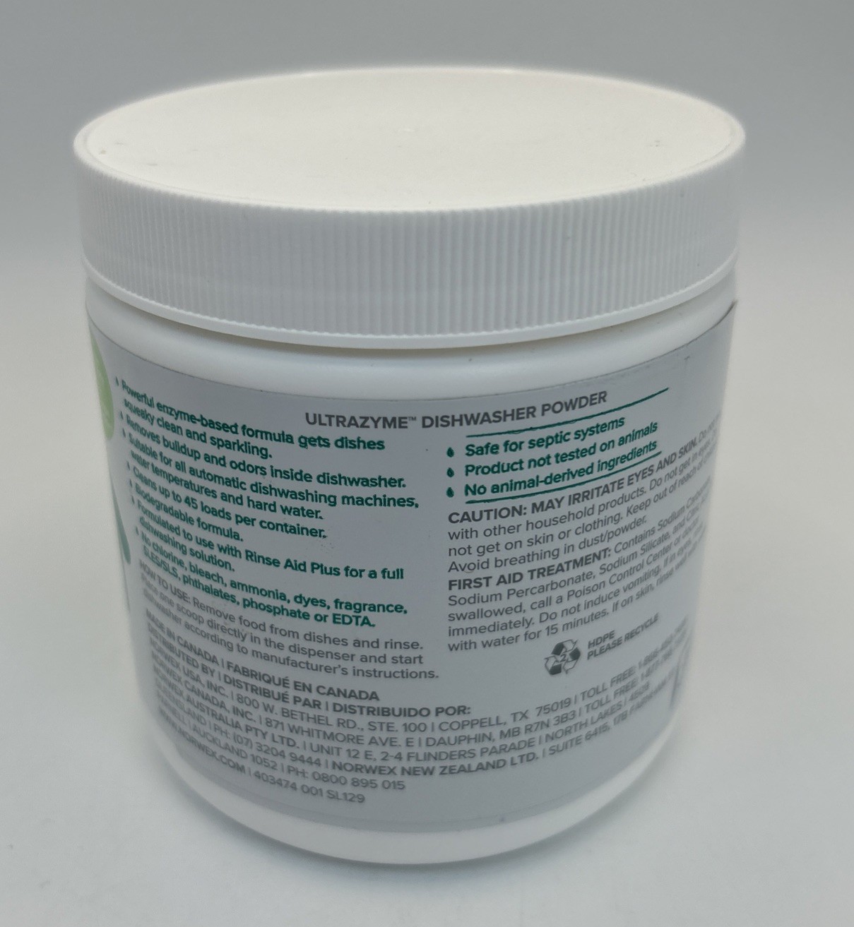 Norwex Ultrazyme Dishwasher Powder, 15.87 oz. **NEW** Unused, Broken Sealed