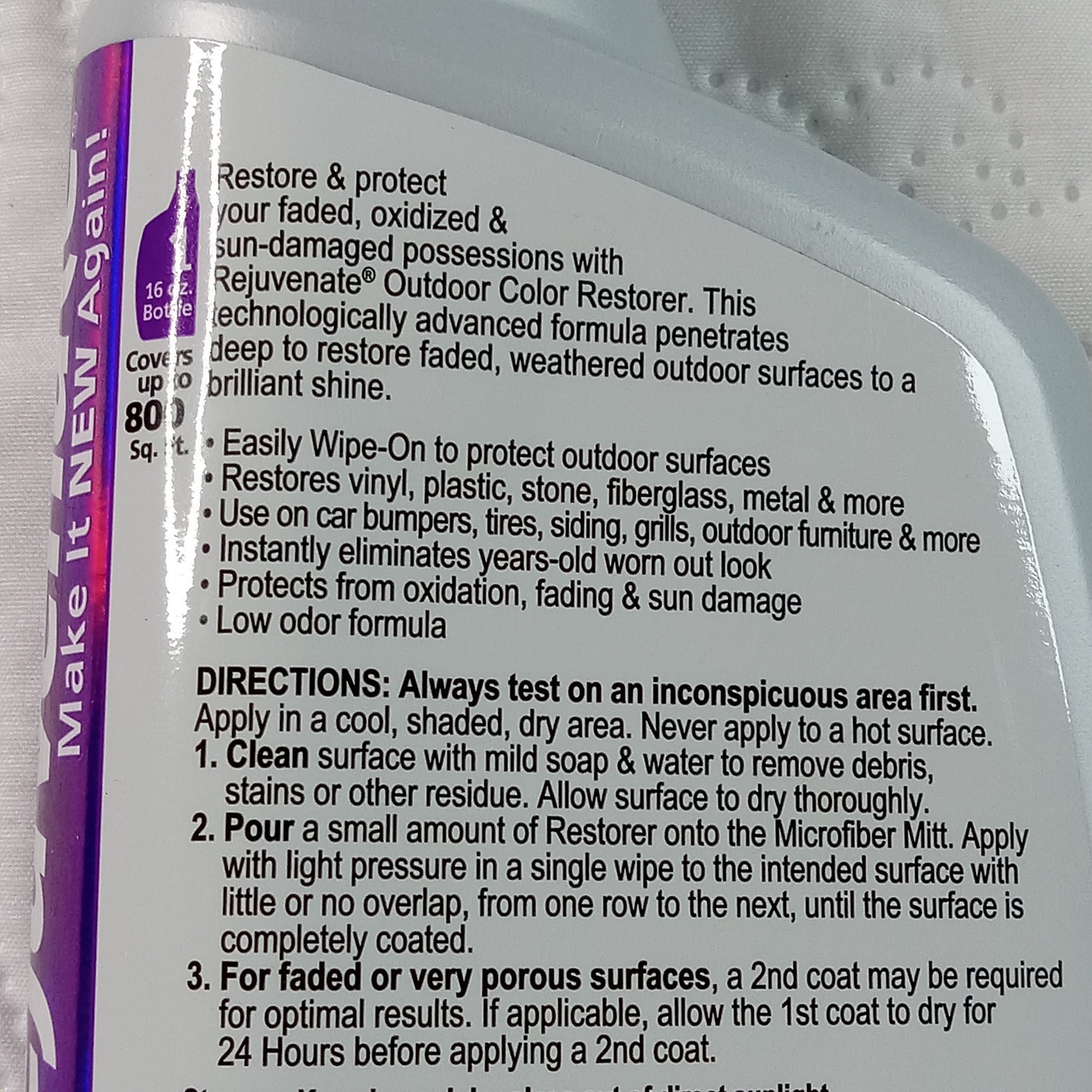 Rejuvenate Outdoor Color Restorer To Sun-Damaged Materials New 16 Fl Oz Sealed