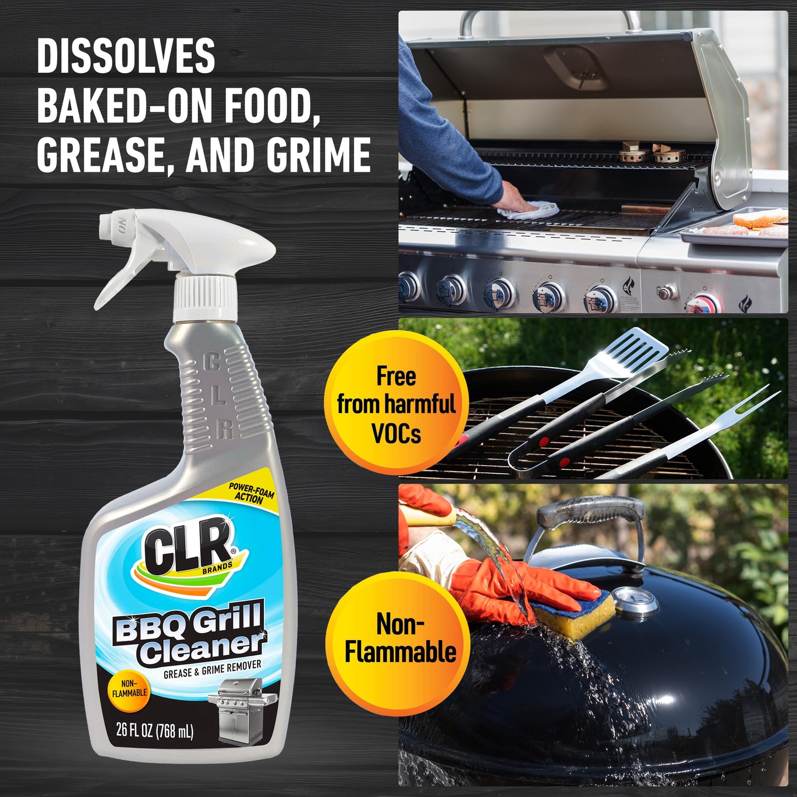 CLR Brands Grill Cleaner and Degreaser Spray, 26 oz. Bottle, BBQ Cleaner Remo…