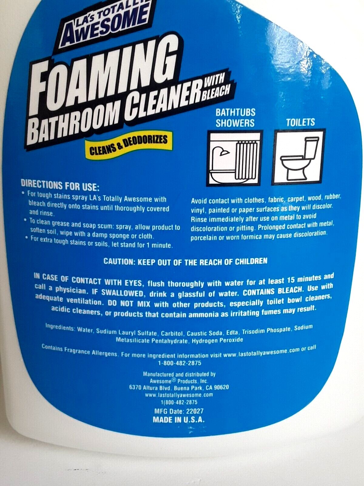 LA’s Totally Awesome Foaming Bathroom Cleaner W/ Bleach 32 fl oz~BuyMoreSaveMore
