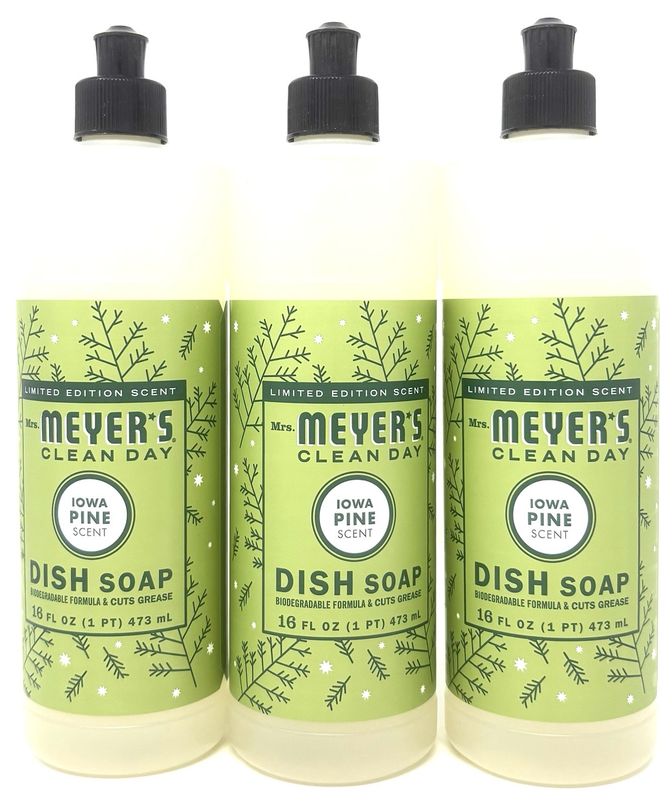 MRS. MEYER’S CLEAN DAY Liquid Dish Soap, Iowa Pine Scent, 16oz 3-Pack