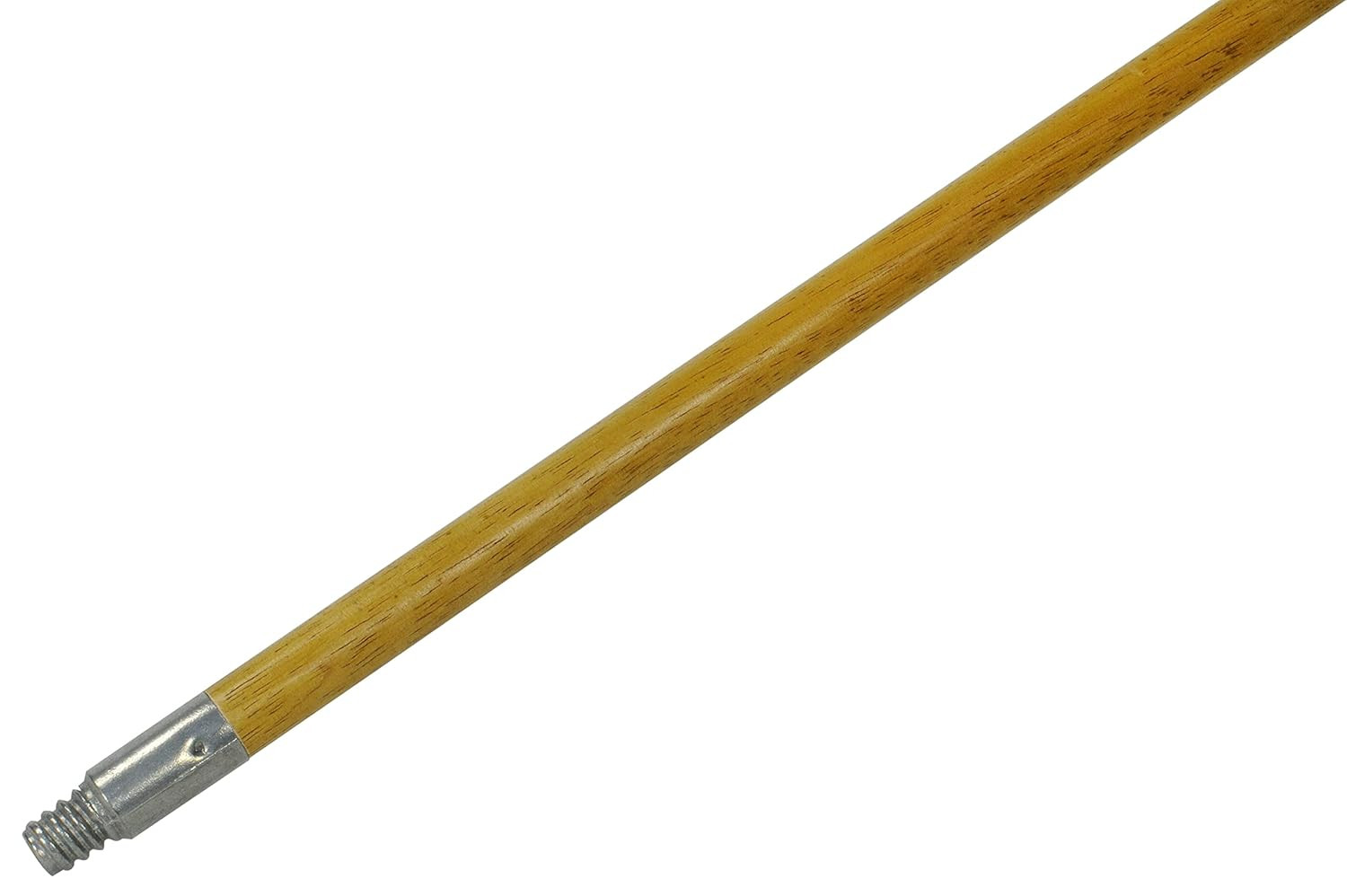 Lacquered-Wood Broom Handle with Threaded Metal Tip, 60″, Natural for Floor Clea