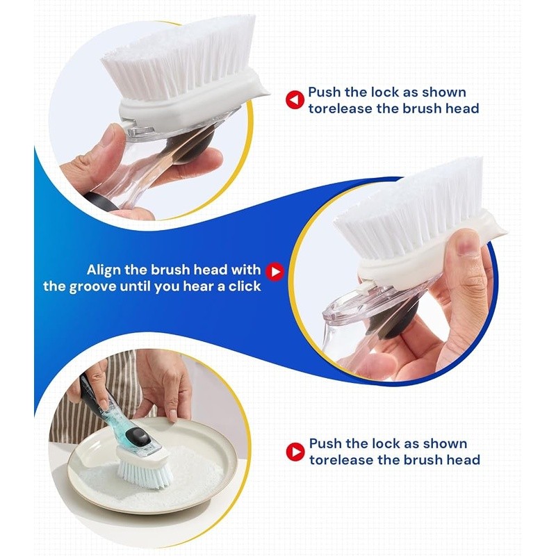 OXO Dish Brush Replacement Head Nylon Bristles Safe Non-Scratch Kitchen Cleaner