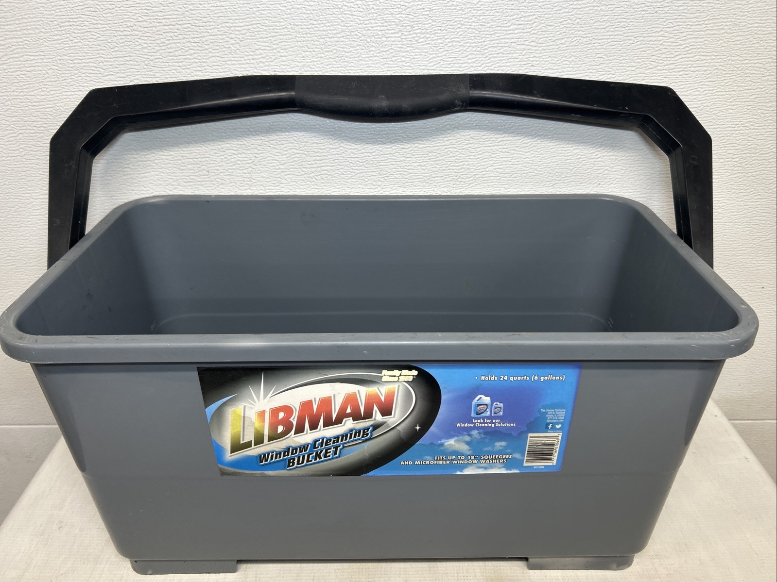 Libman 3.5-Gallon Window Cleaning Mop Bucket Container Grey w/Handle #01066