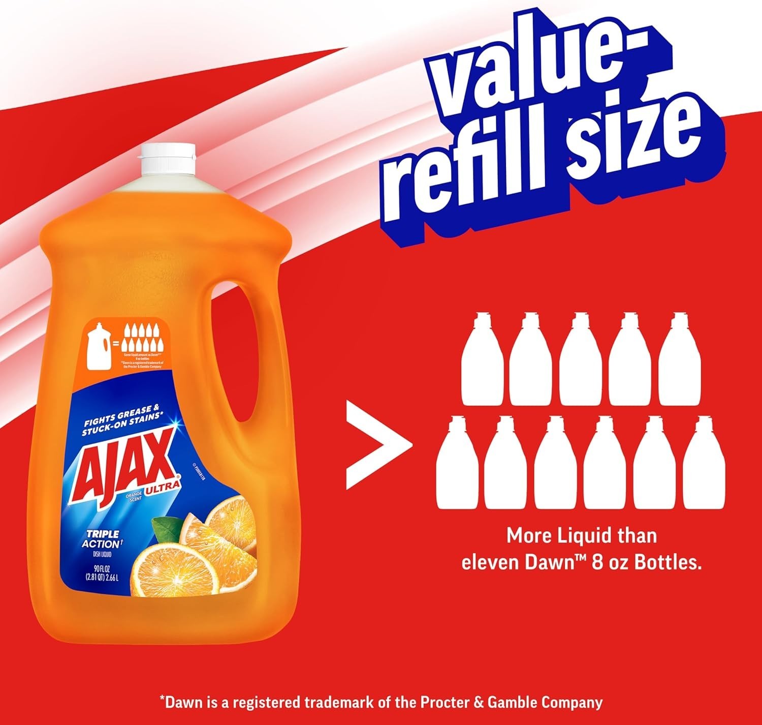 Ultra Liquid Dish Soap Orange Scent, Triple Action, 90 fl oz Bottle