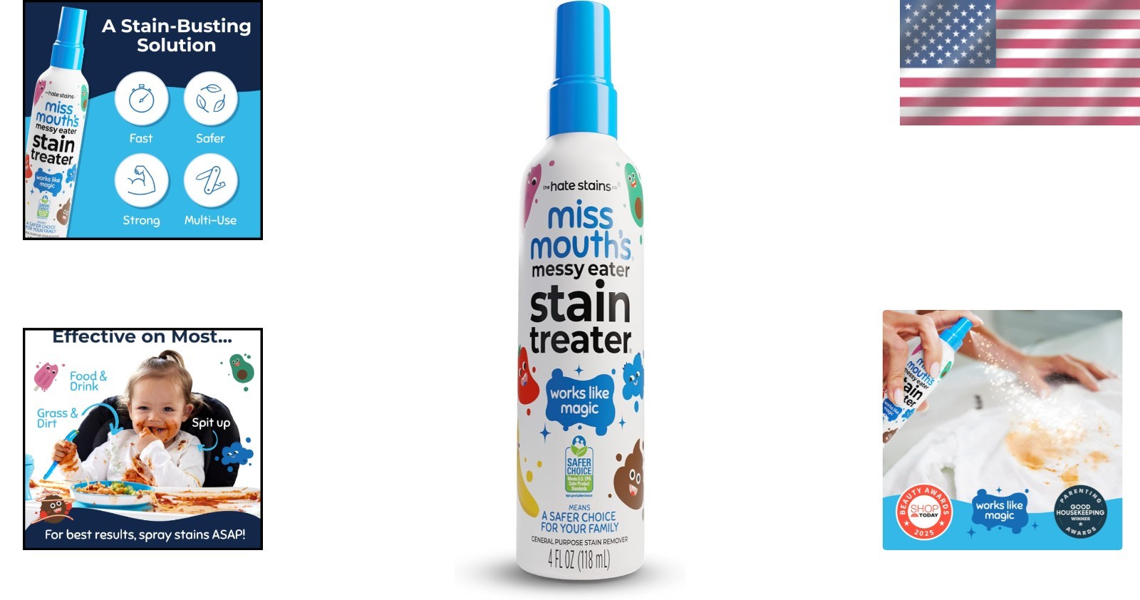 Powerful Stain Treater Spray – 4oz for Kids & Adults – No Dry Cleaning Needed