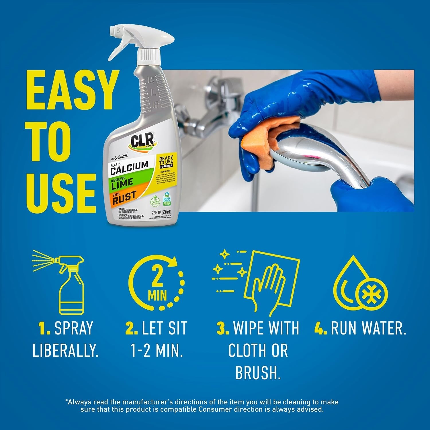 Lime Rust Remover, 22 Ounce Spray Bottle, CLR-22