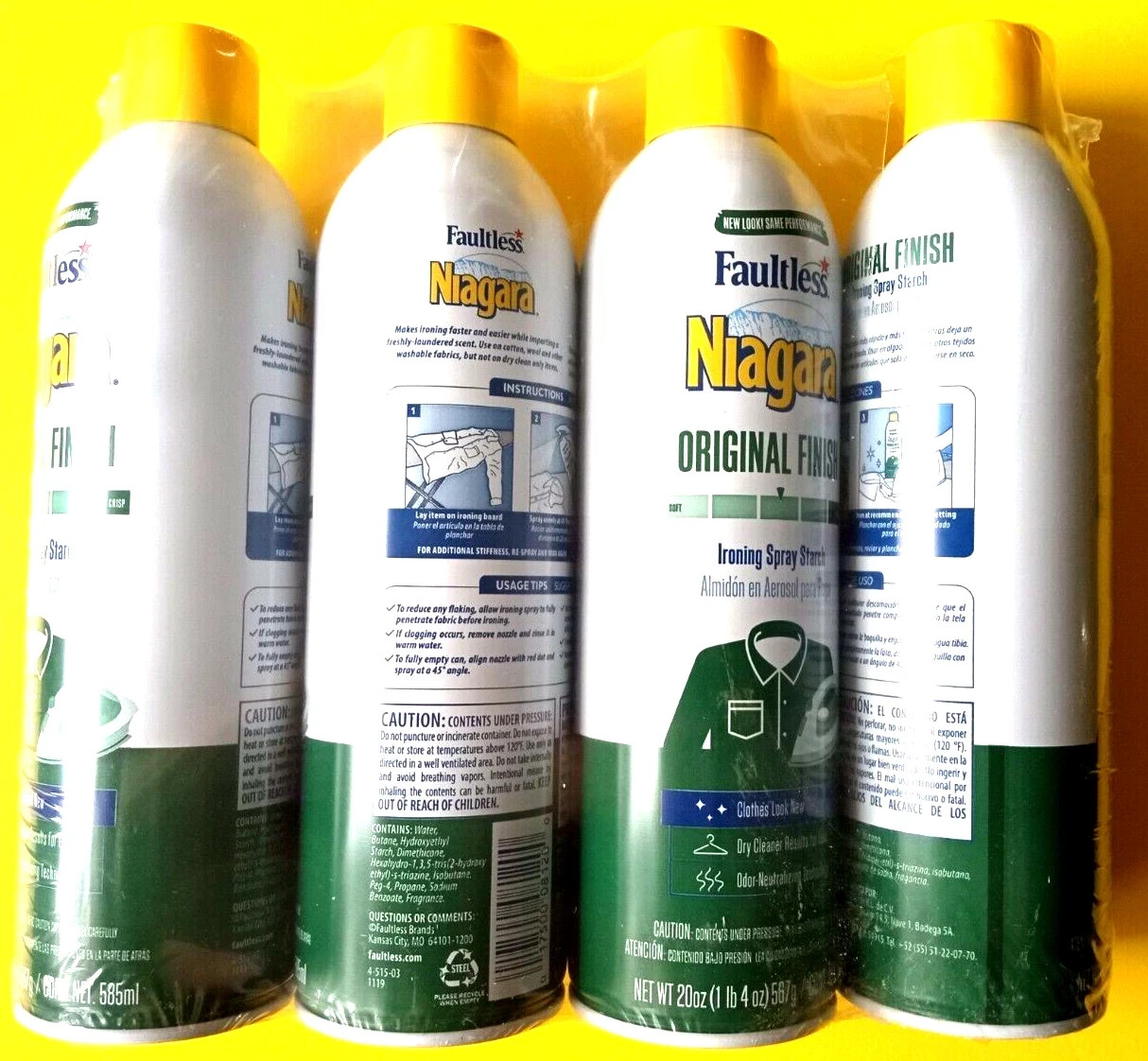 Faultless NIAGARA Ironing Spray Finish Starch Original, 20 oz each (lot of 4)