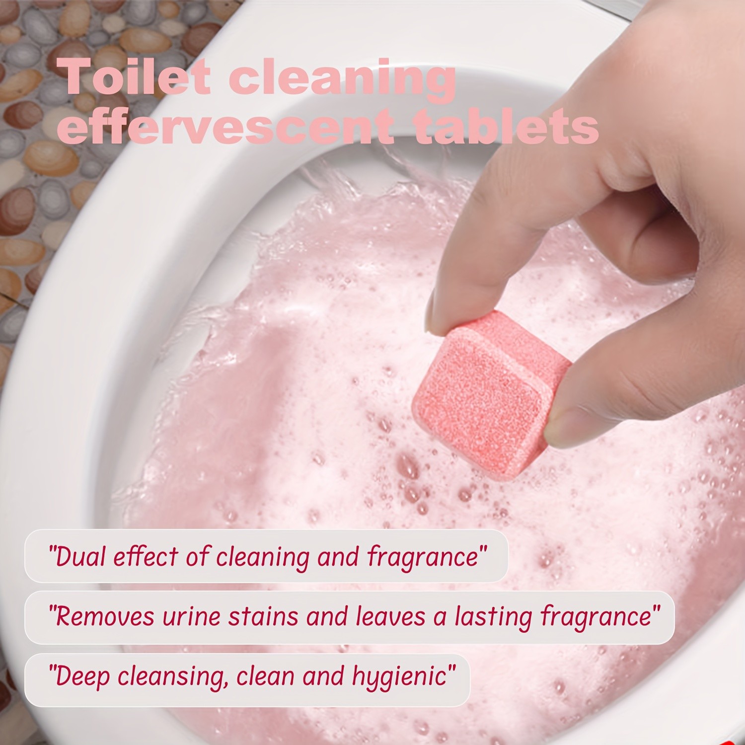 Hands-Free Compact Cost-Effective Bowl-Safe Toilet Cleaning Effervescent Tablets