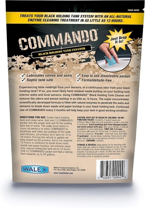 Commando RV Black Holding Tank & Sensor Cleaner – Eliminates 4 Count (Pack of 1)