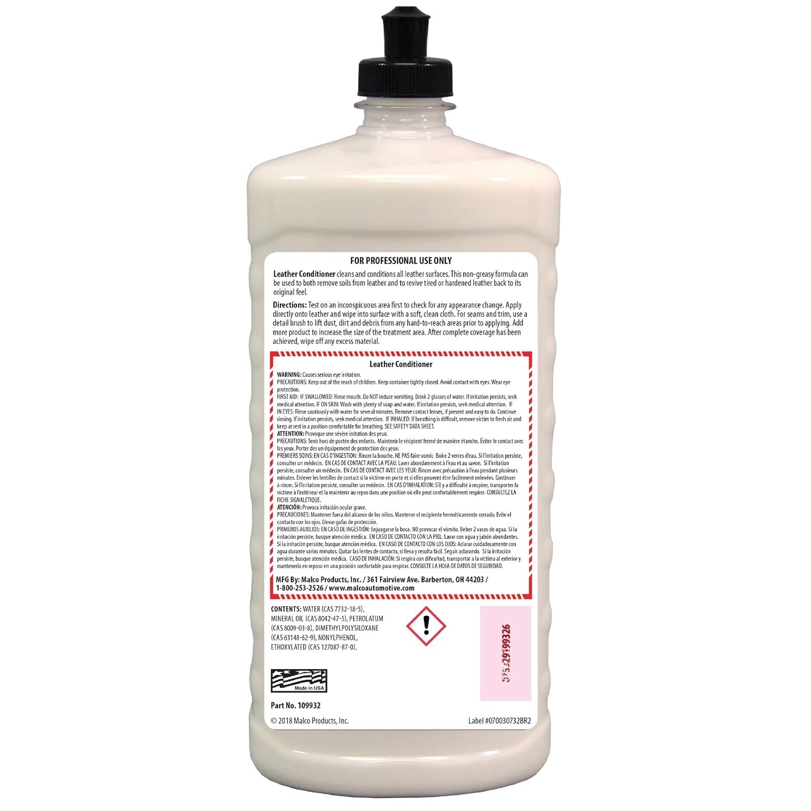 Malco Leather Conditioner for Cars – 32 Oz – Cleans & Conditions