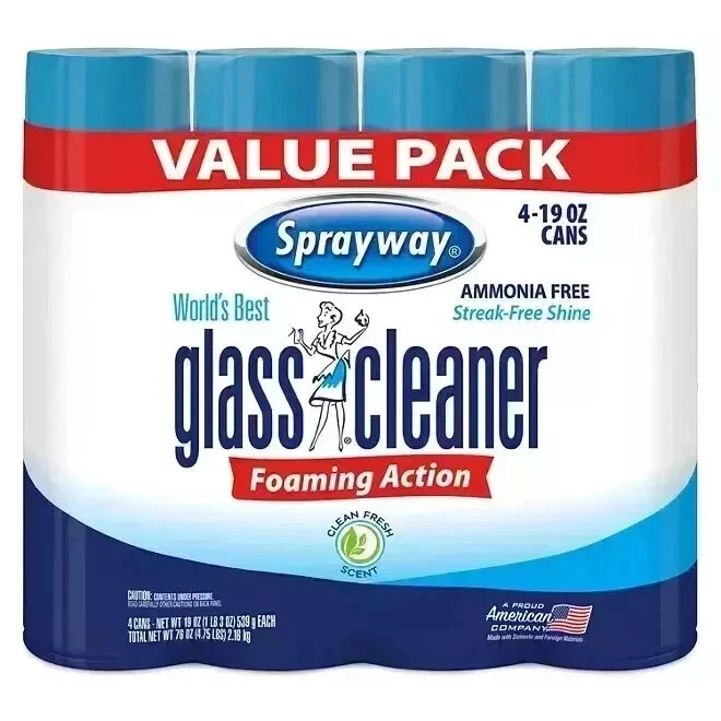 Sprayway Glass Cleaner 19 Ounce Pack of 4 Streak Free Shine – FREE SHIPPING