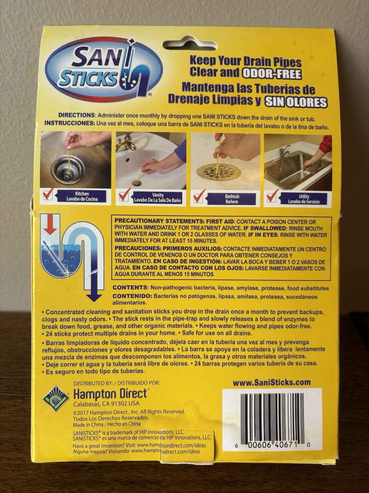 Sani 360 Clears All Drains Pipes Sinks Bathtub Odor Eliminator ~ Lemon Fresh x21