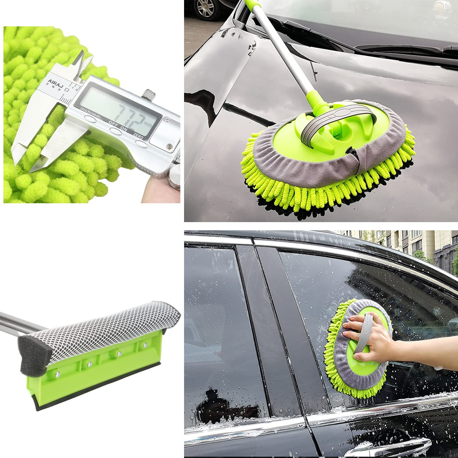 62 ” Car Wash Mop Kit – Car Cleaning Mop with Long Handle Stainless Steel Pol…