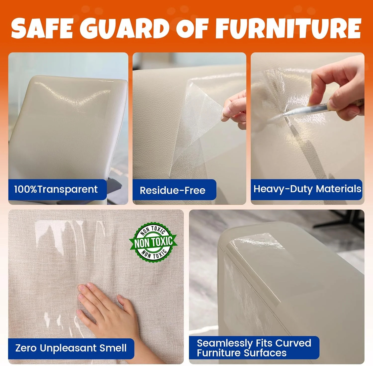 17Pack- Anti Cat Scratch Furniture Protector, Clear Couch Protector from Cat Cla