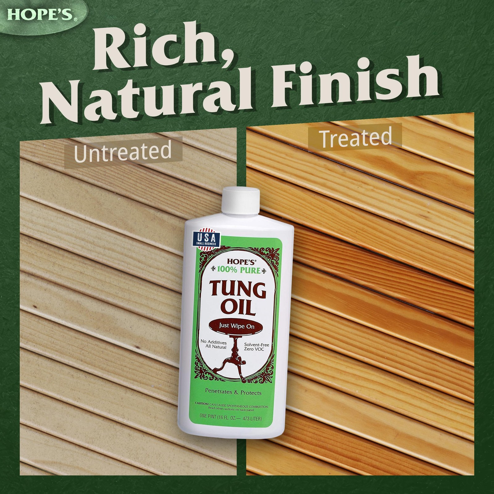 100% Pure Tung Oil, Food Safe, Premium Waterproof Natural Wood Finish and Sea…