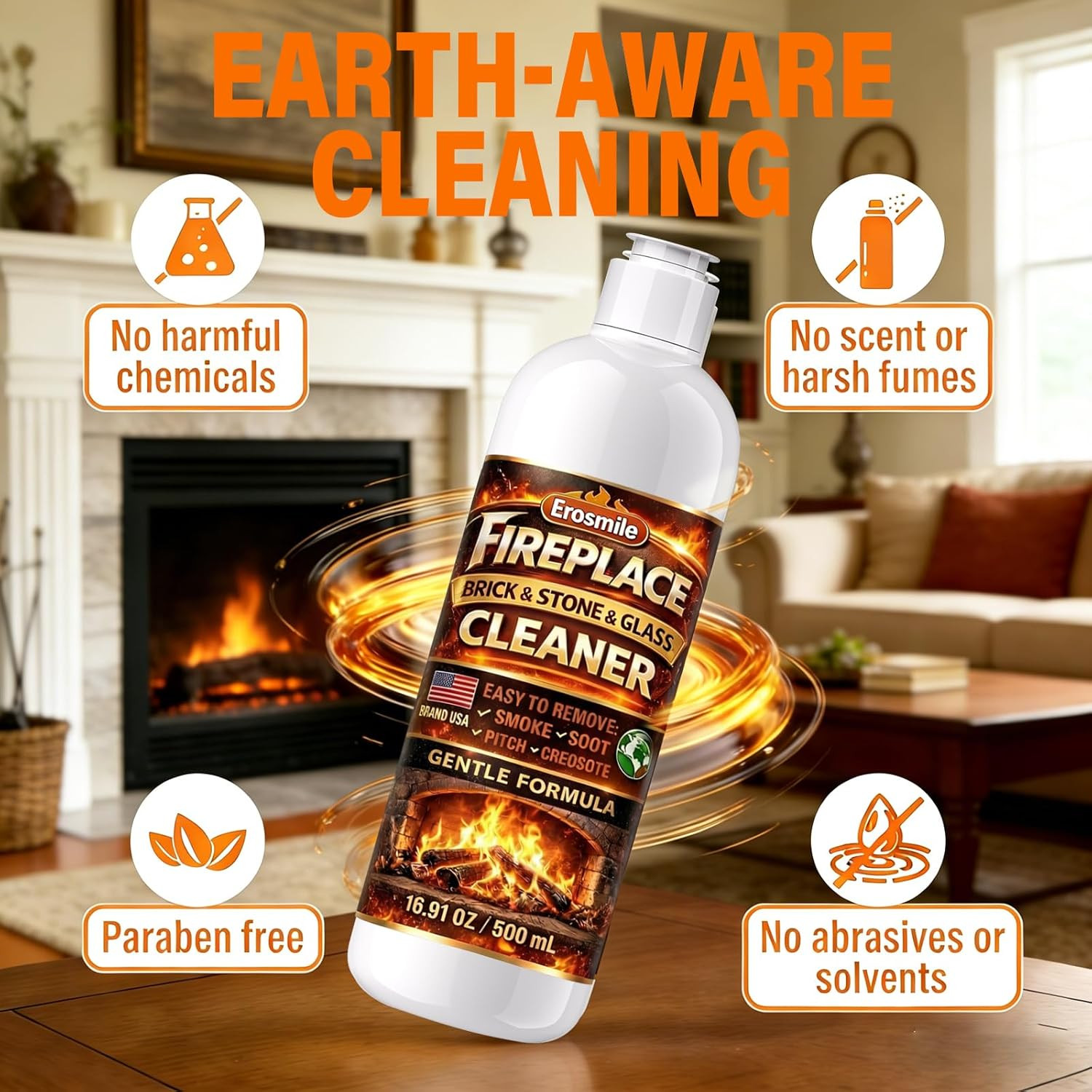 Fireplace Cleaning Set Fireplace Soot Remover with Scrub Brush for Brick, Stone,