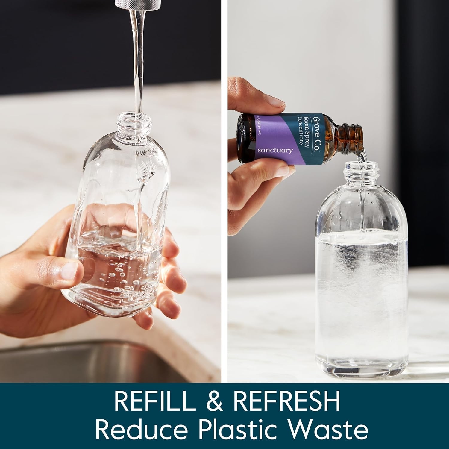 Spray Bottle Refillable 8 Oz Glass Lead-Free Dishwasher Safe By GROVE CO.