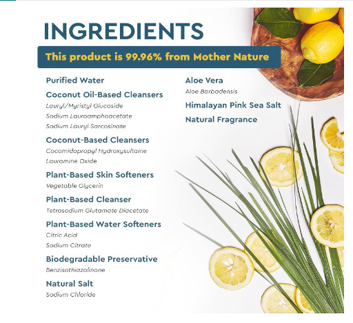Puracy Natural Dish Soap Refill – Skin-Softening Plant-Based Liquid Dishwashing