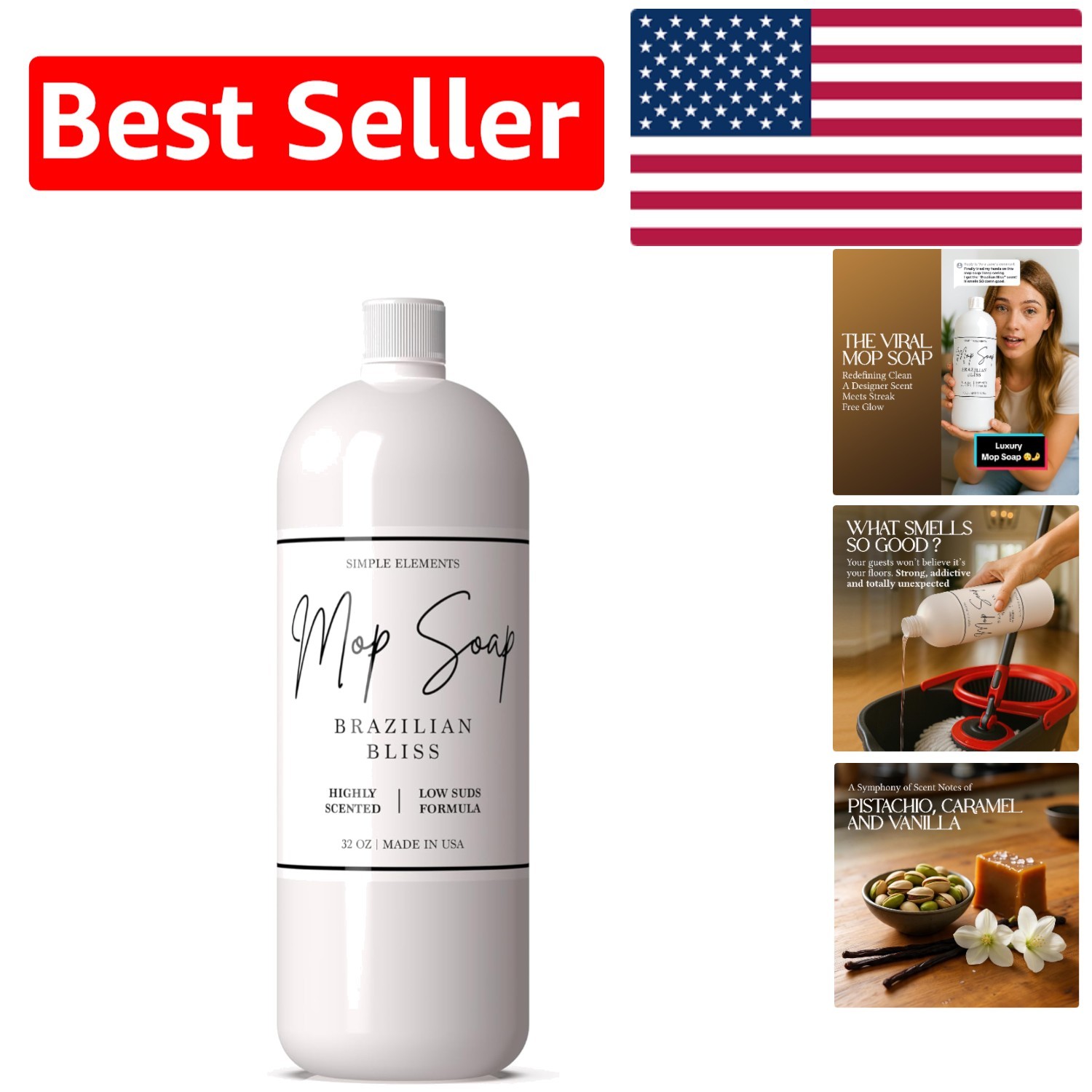 32oz Mop Soap with Brazilian Bliss Fragrance – Safe, Low Suds for All Mop Types