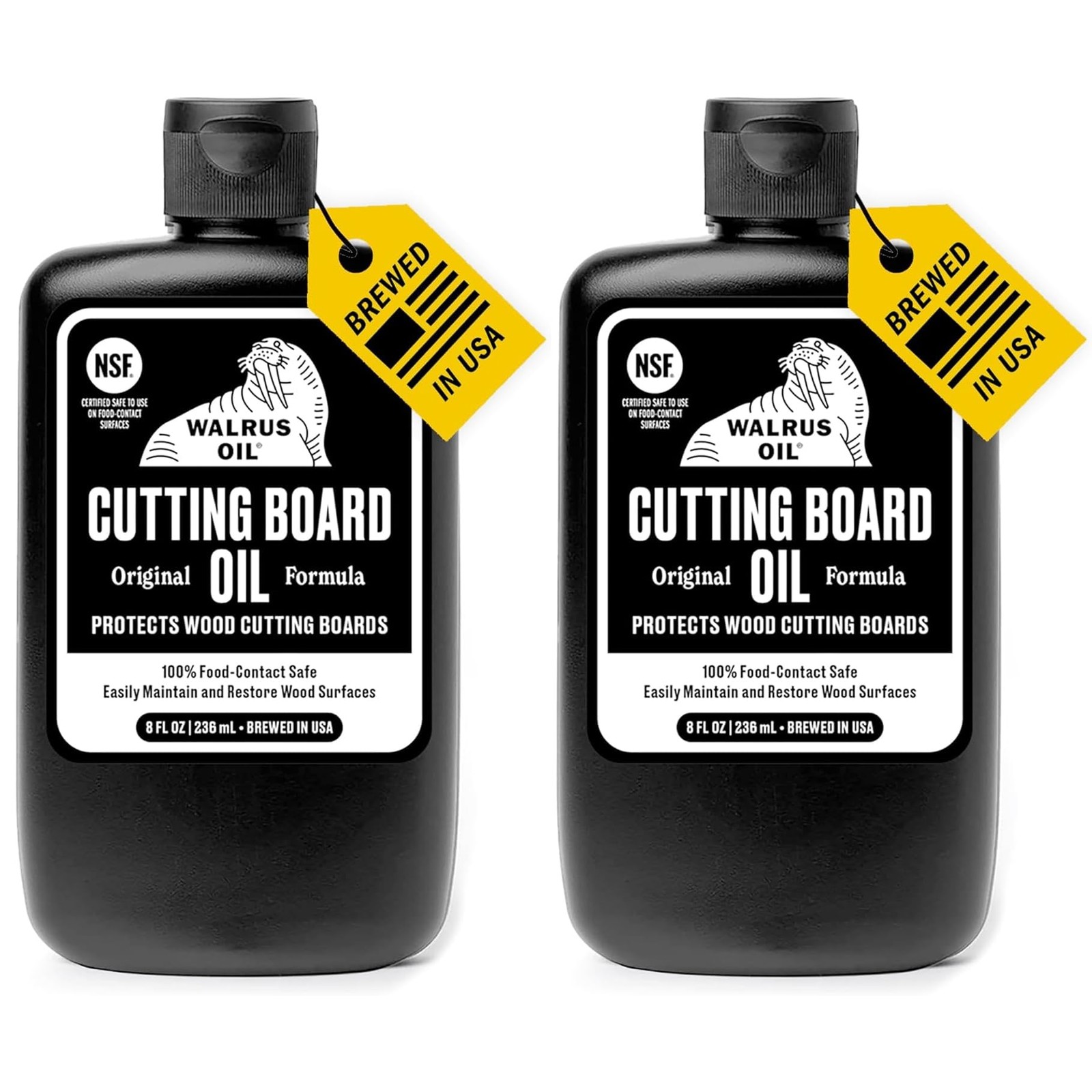 WALRUS OIL – Cutting Board Oil and Wood Butcher Block 8 oz (1/2 pint), Black