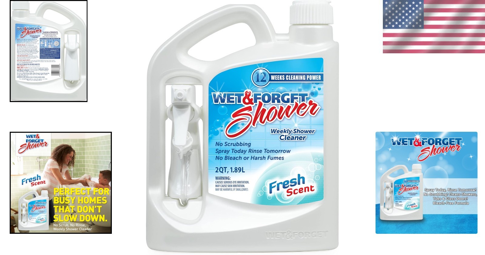 Fresh Scented Shower Cleaner – No Scrubbing Needed, 64 Oz for Effortless Use