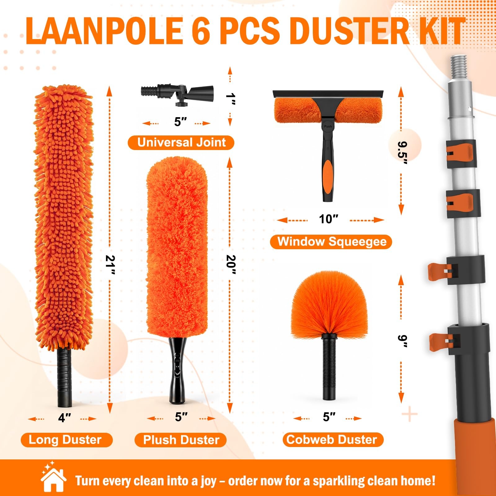 20FT High Reach Duster Cleaning Kit with Extension Pole, High Ceiling Fan Cle…