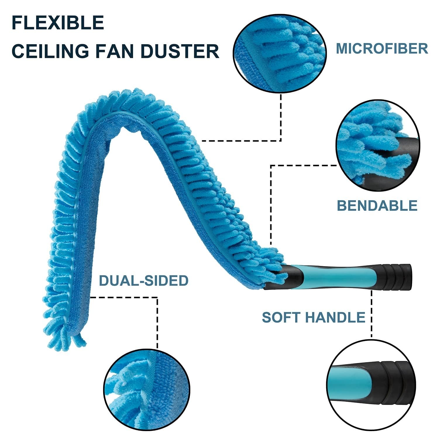 Hicavar 20 Foot High Ceiling Fan Cobweb Duster with 5-12ft Extension Pole