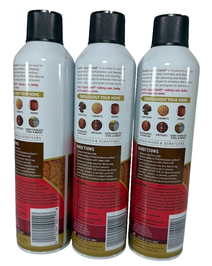 3X Scott’s Liquid Gold Wood Care Furniture Polish & Cleaner Almond Scent 10 Oz