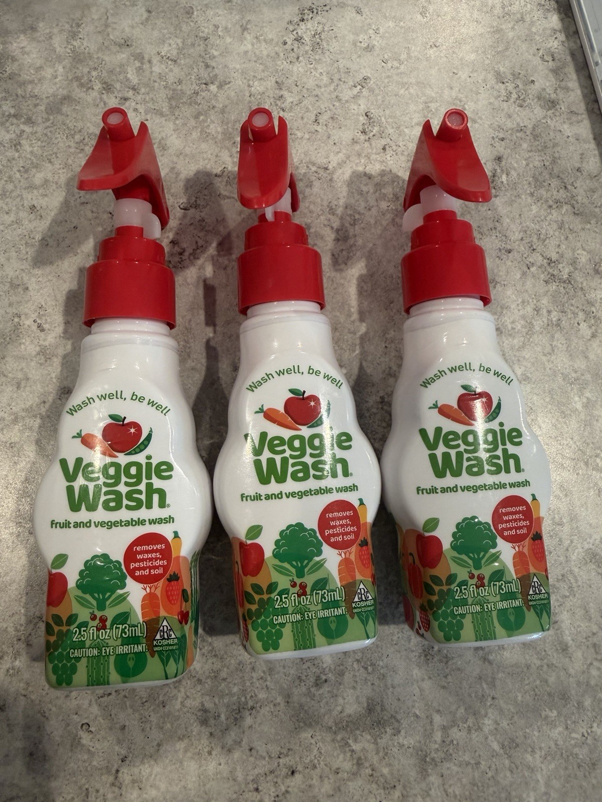 3 Pack Veggie Wash Fruit & Vegetable Wash Spray 2.5oz/73mL Produce Cleaner