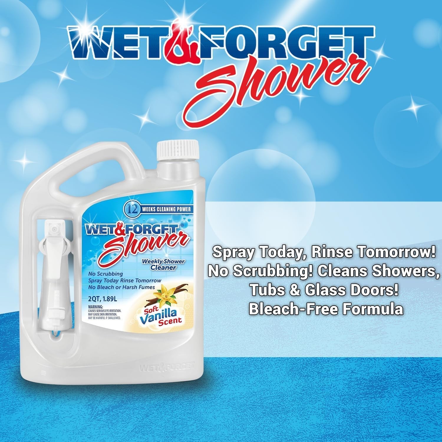 64 oz Bleach-Free Shower Spray – Weekly Use, No Scrubbing, Natural Vanilla Clean