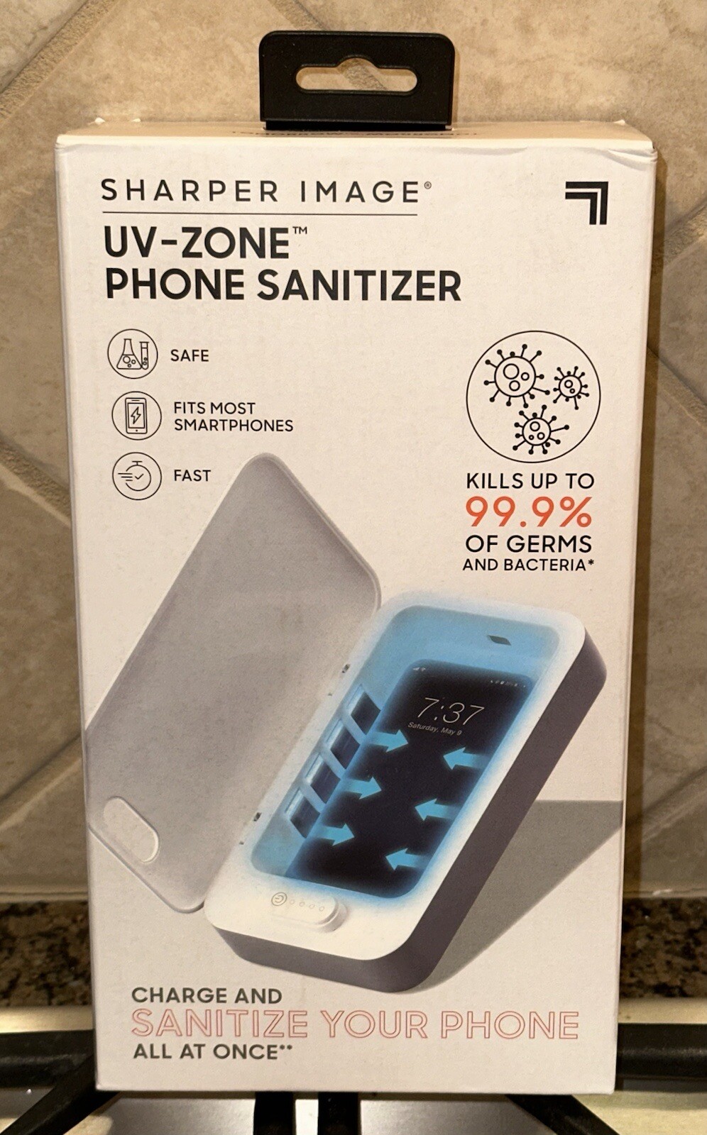New Sharper Image UV-Zone Phone Sanitizer in Box (Charge & Sanitize Your Phone)