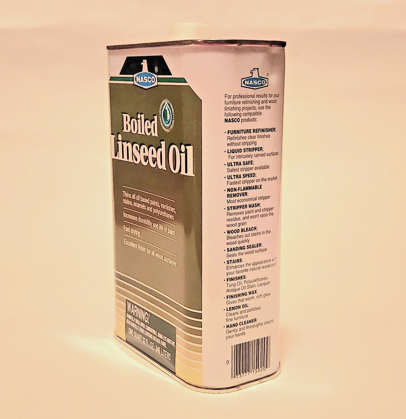 Vintage NASCO Boiled Linseed Oil (1-Quart) New/Old Stock – Factory Sealed (1995)